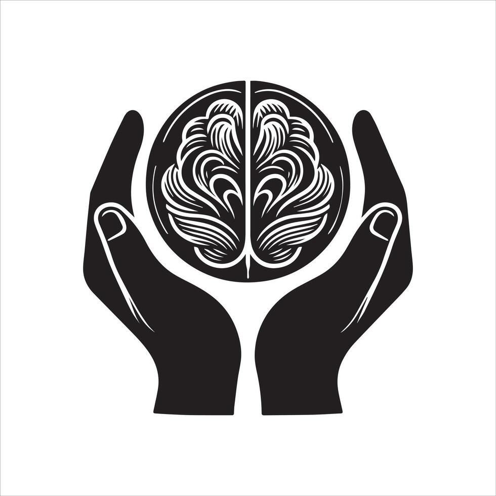 Silhouette of Brain in Modern Clipart Style vector