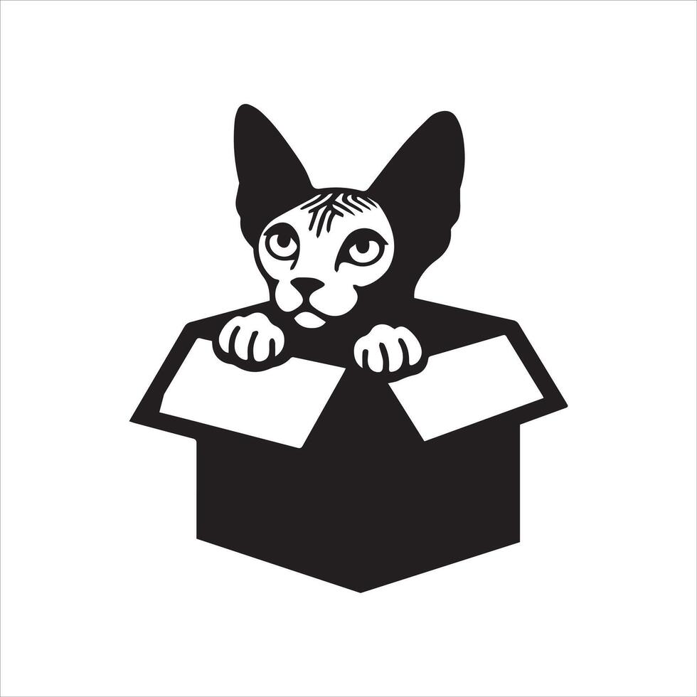 Kitten Peeking Out from a Box Clipart Illustration vector