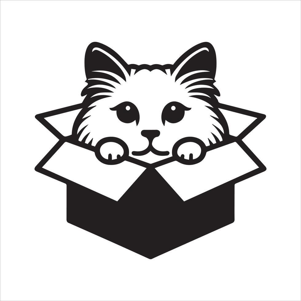 Playful Cat Face from Inside a Box vector