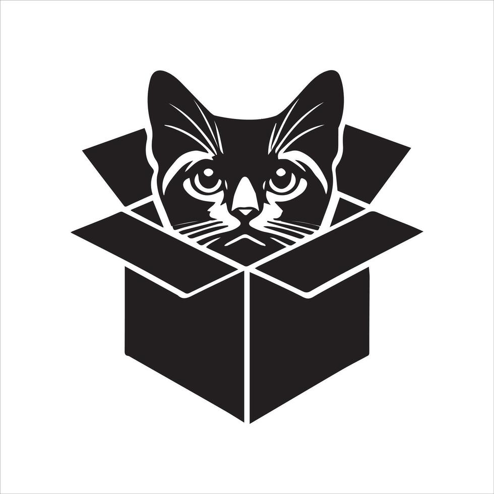 Cute Cartoon Cat Peeking from a Box vector