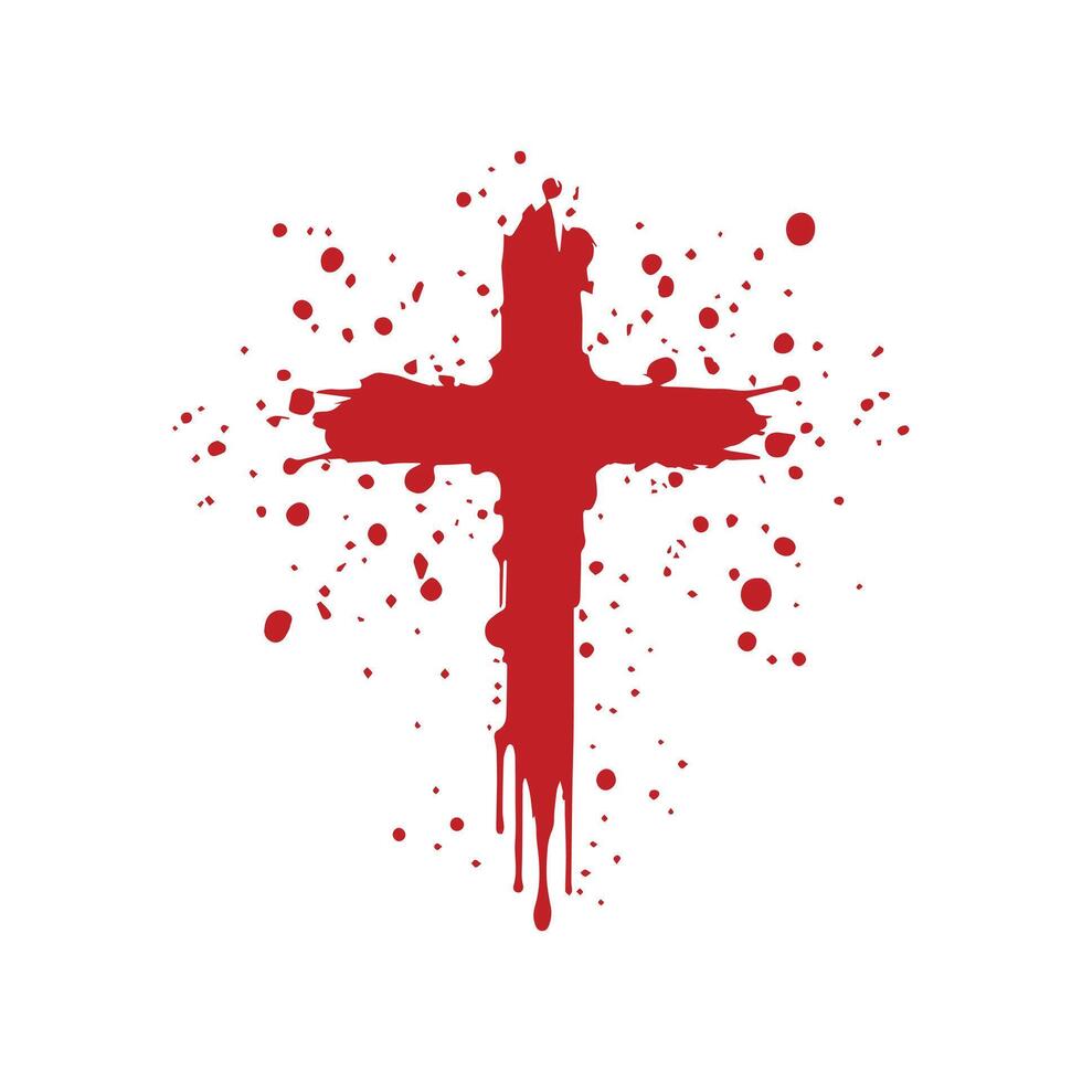Vivid Red Blood Splatter Dripping Clipart vector