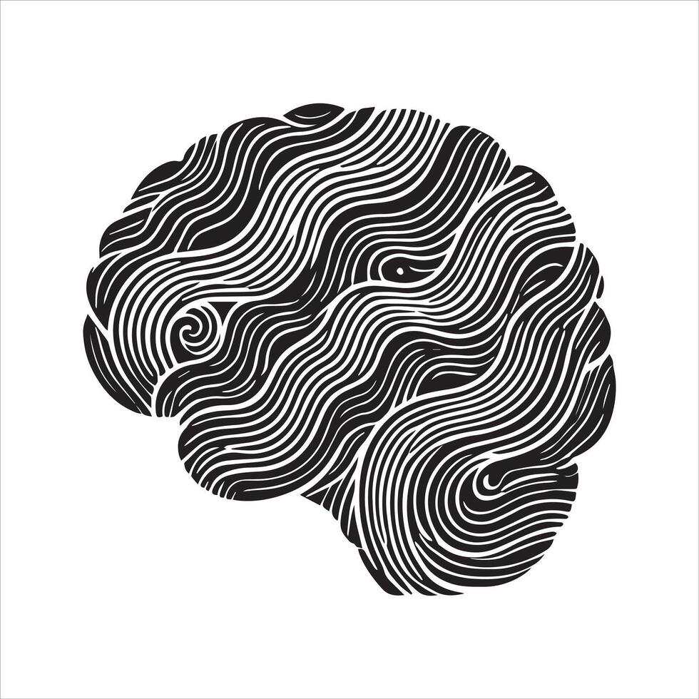 Elegant Human Brain Outline in Clipart vector