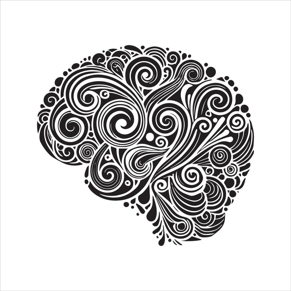 Simple Brain Silhouette Clipart for Presentation vector