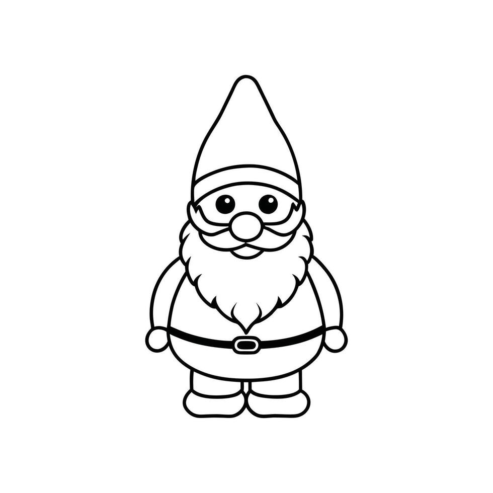 Christmas Gnome Outline Design vector