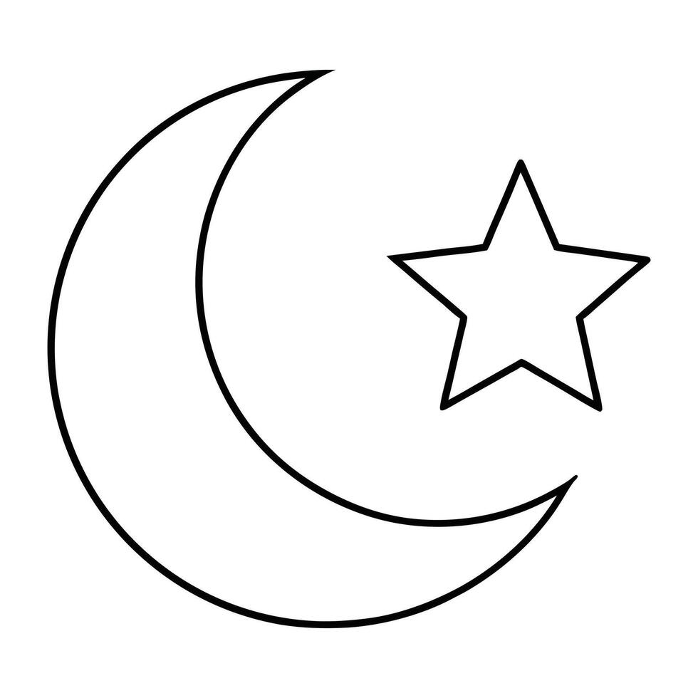 Moon and star Outline vector