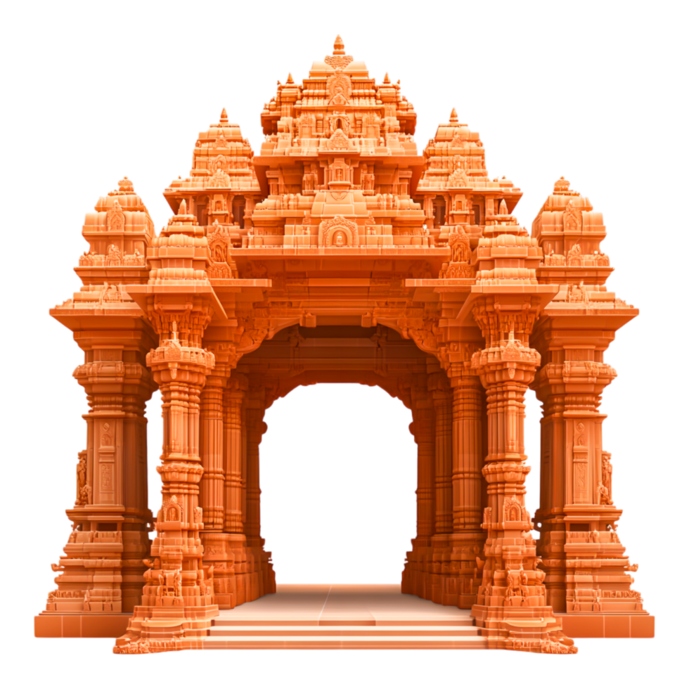 Intricate Orange Temple Gateway Design png