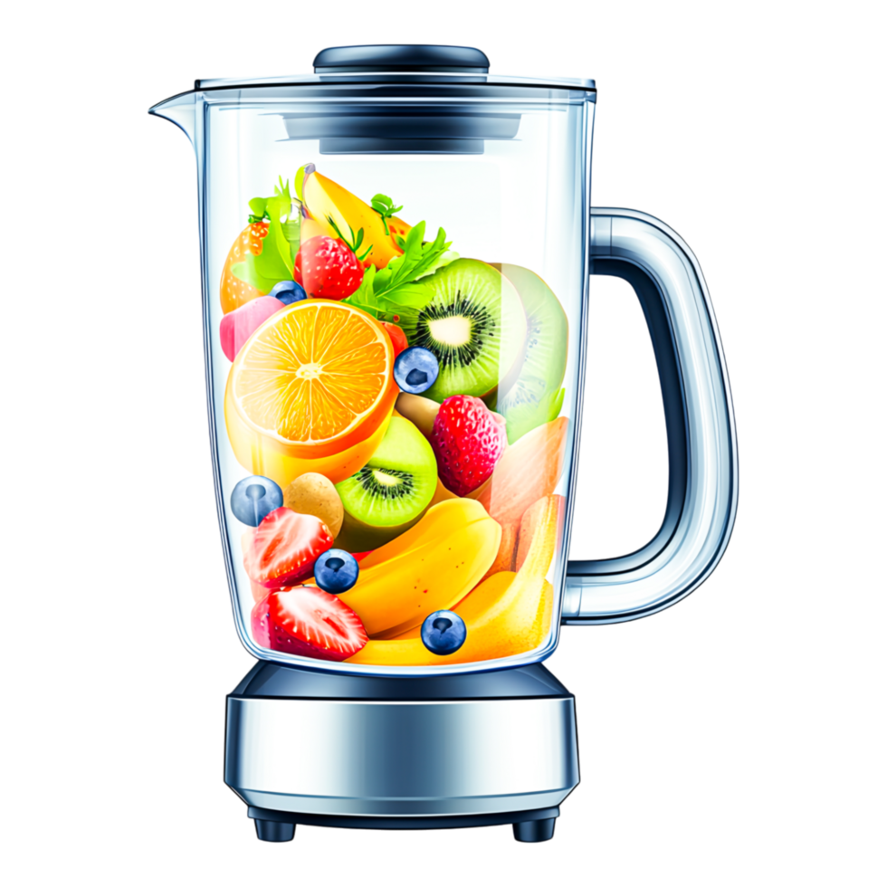 Fresh Fruits in a Blender with Modern Design png