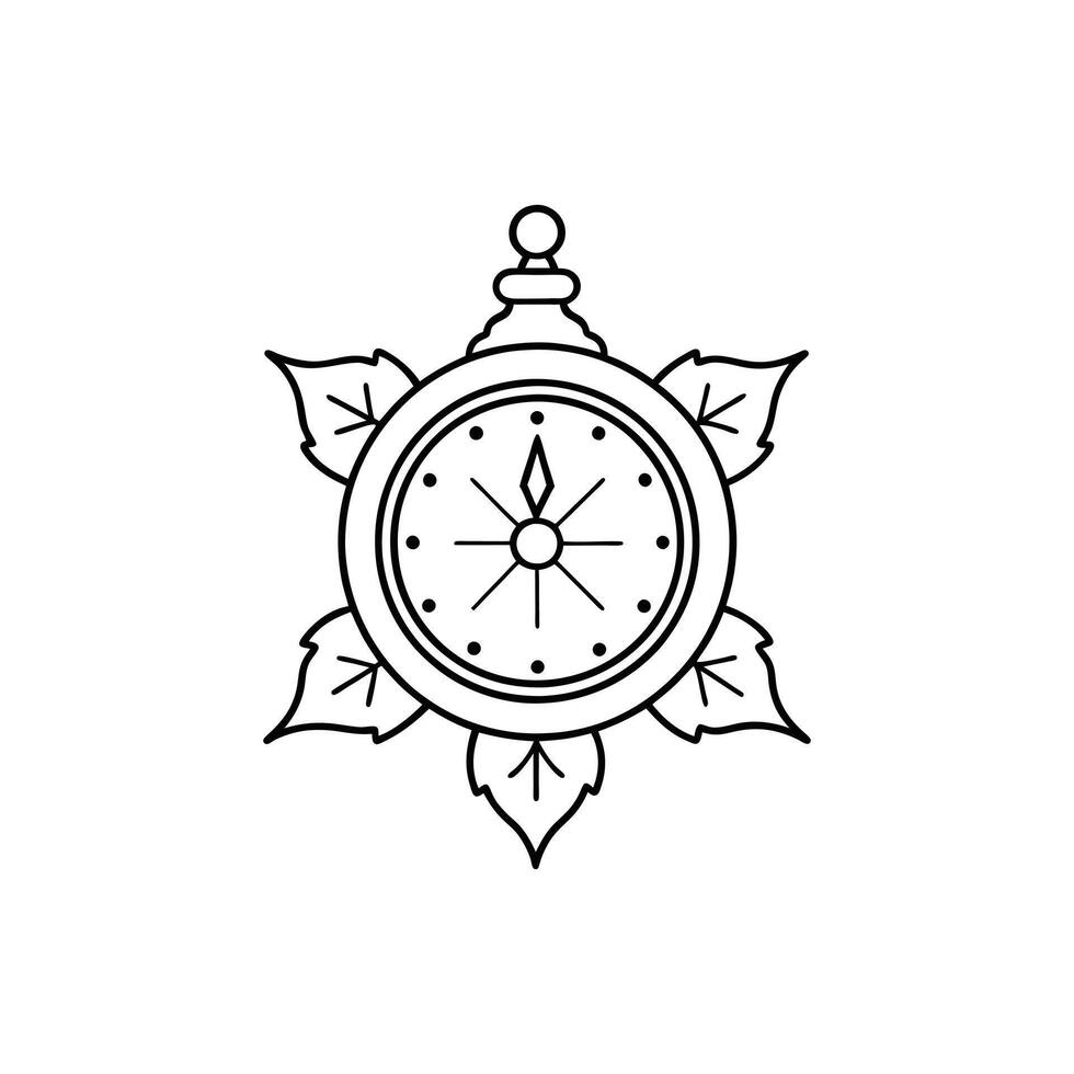 Christmas clock Outline Clipart Design vector