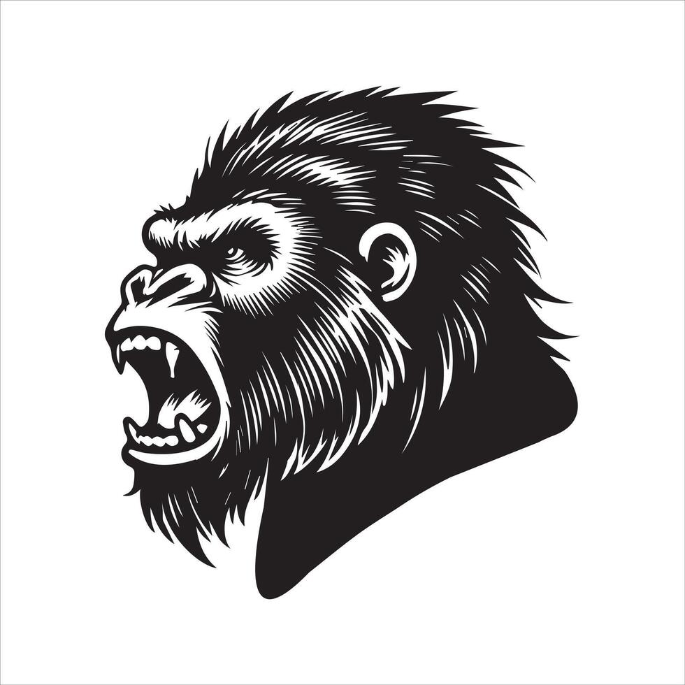 Striking Gorilla Face Silhouette Clipart vector