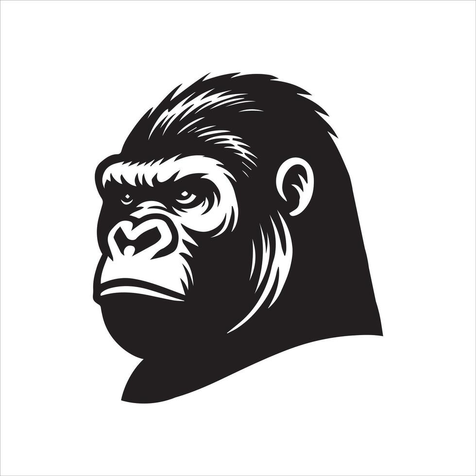 Fun Gorilla Face Silhouette Designs vector