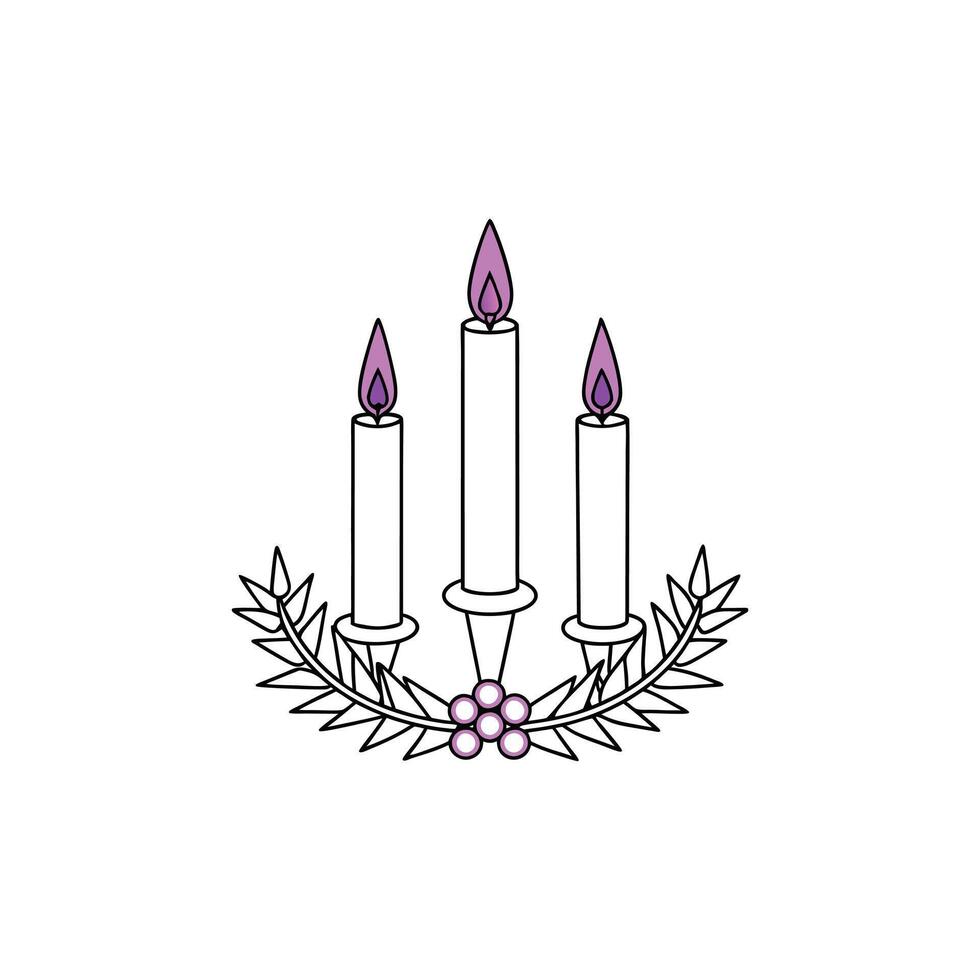 Christmas Candle Outline vector