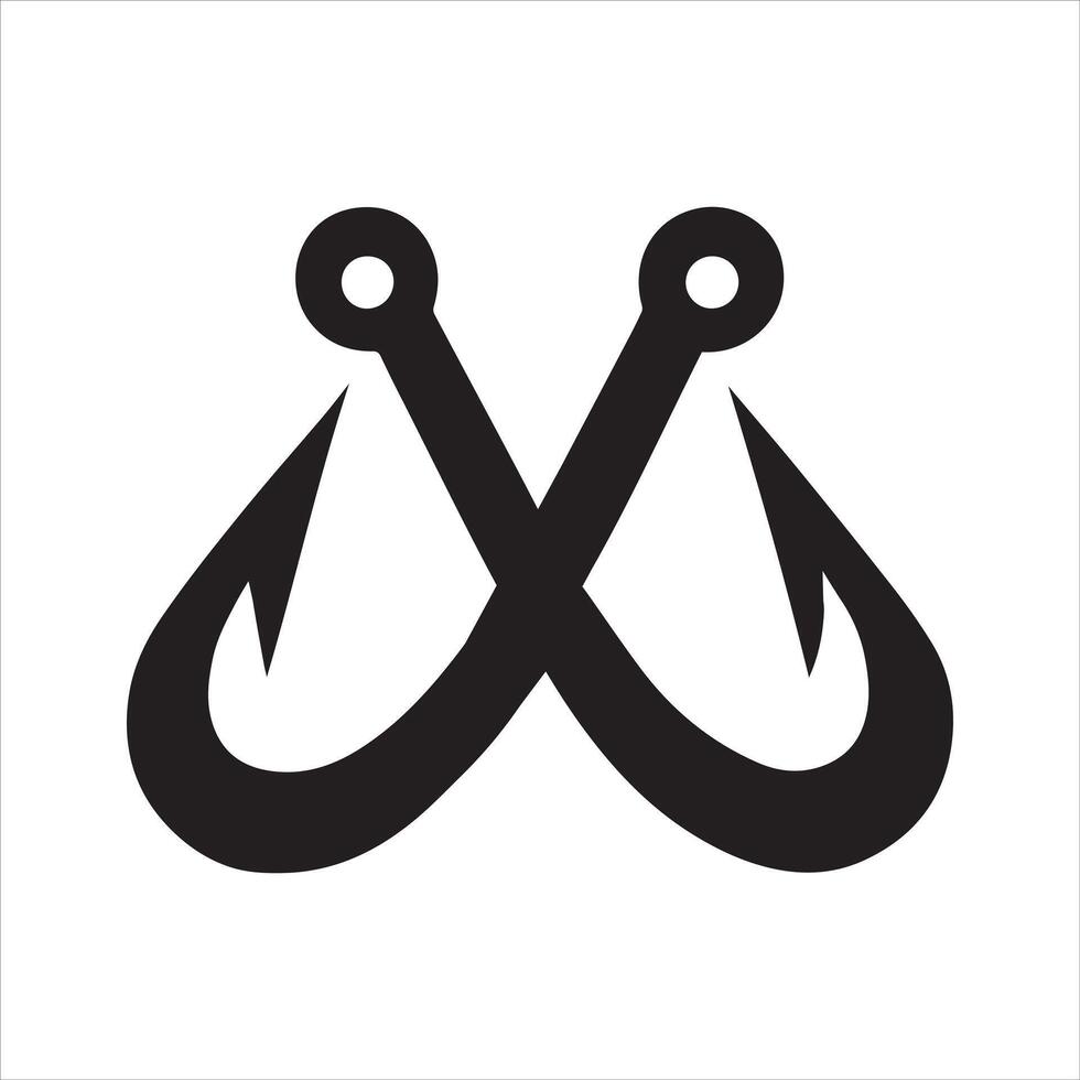 Crossed Fishing Hook Silhouette Illustrations vector
