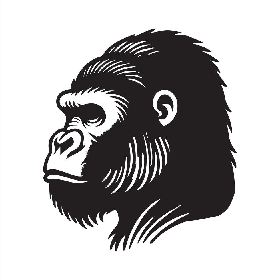 EyeCatching Gorilla Face Silhouette Art vector