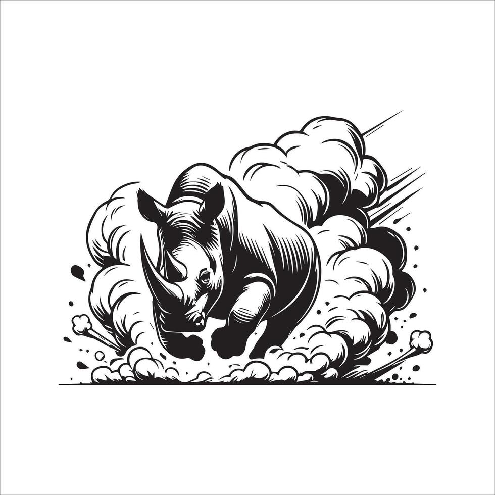 Rhino Silhouette Graphic in Monochrome vector
