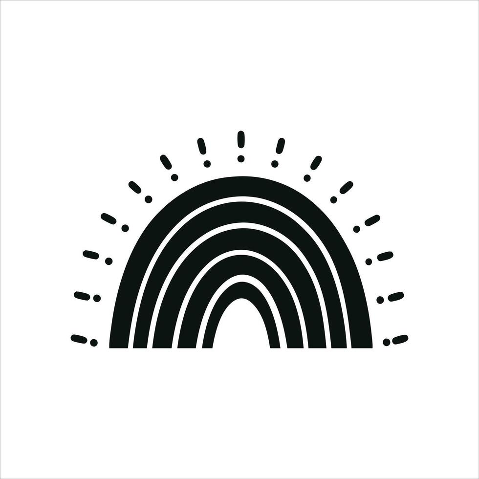 Whimsical Rainbow Graphic Black and White Silhouette Design vector