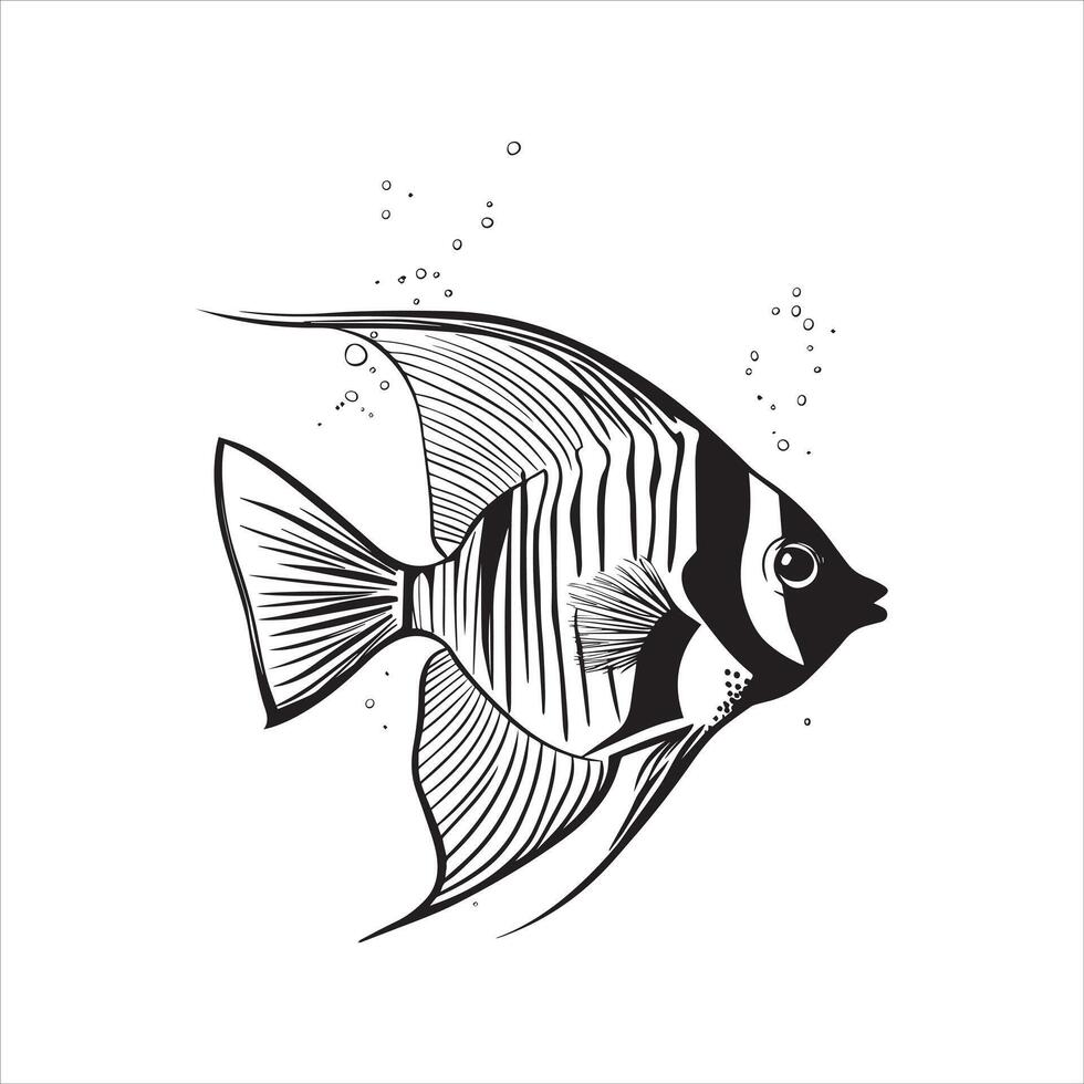 Aquatic Ecosystem Illustration Monochrome Underwater ClipArt vector