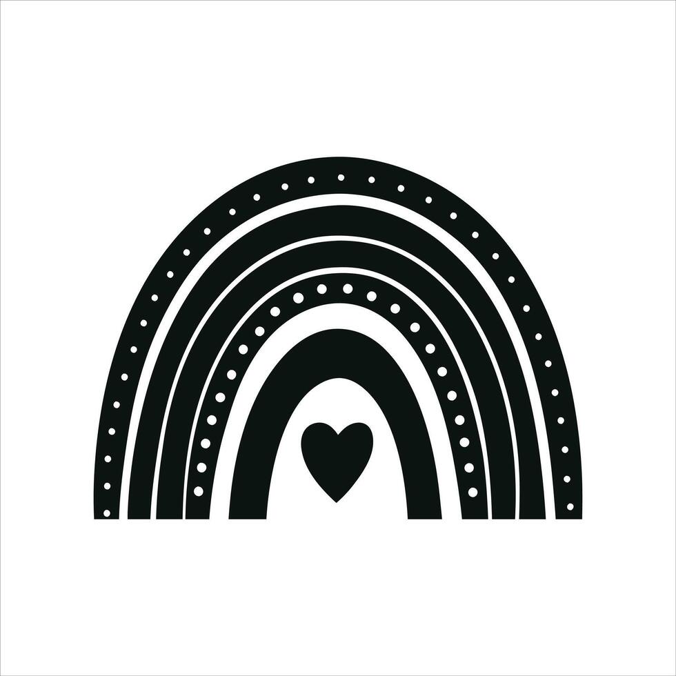 Rainbow Outline Illustration Black and White Silhouette Clipart Design vector