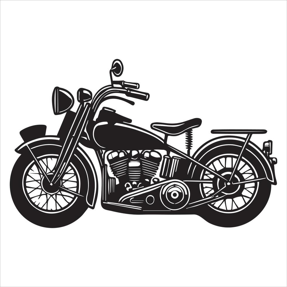 Classic Motor Bike Silhouettes illustration in black and white vector