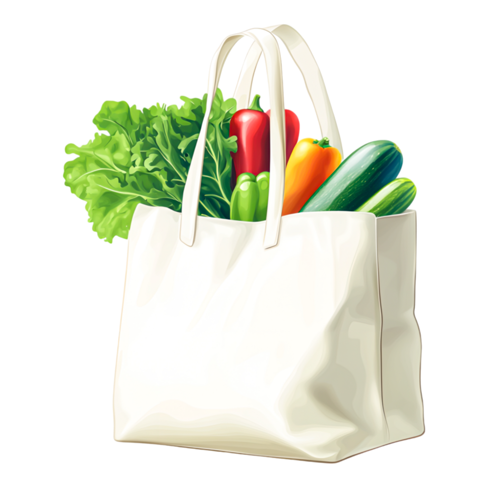Fresh Vegetables in a White Eco-Friendly Bag png