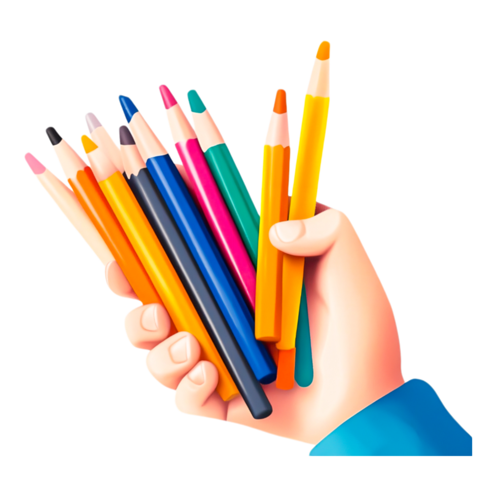 Bright Handful of Colorful Art Supplies png