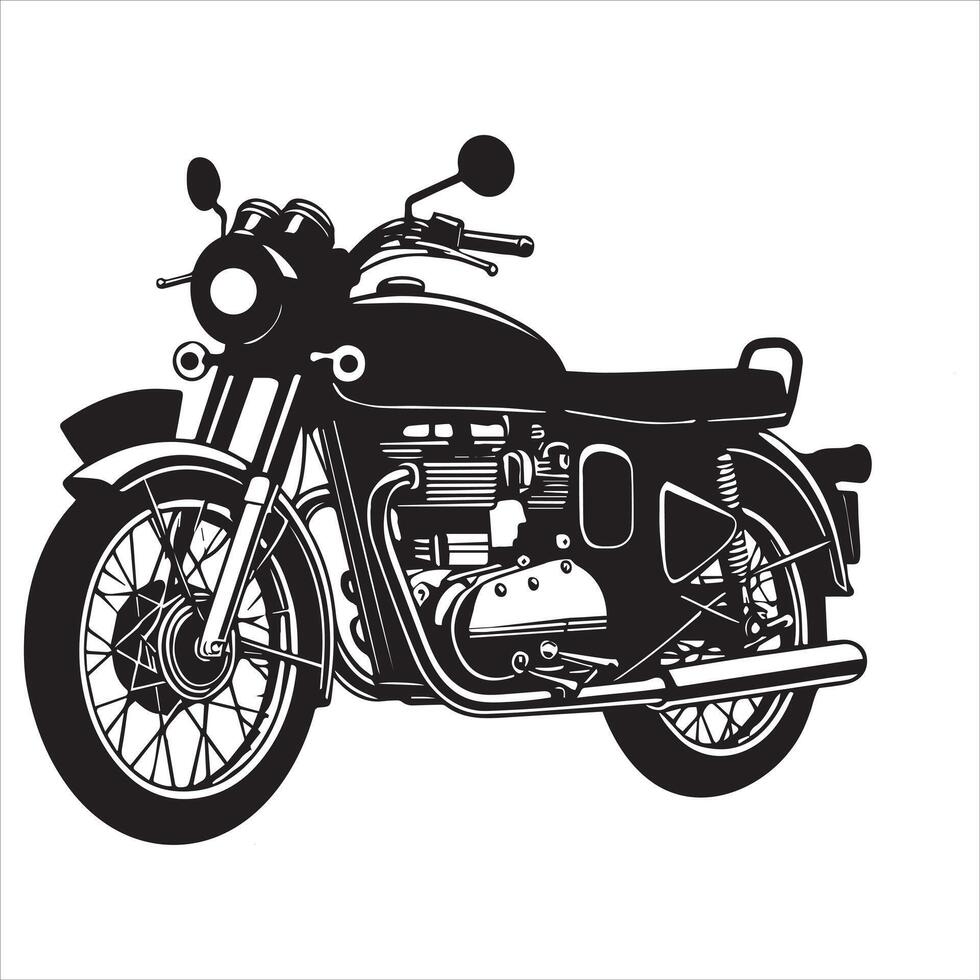 Classic Motorcycle Outline Black and White Graphic vector