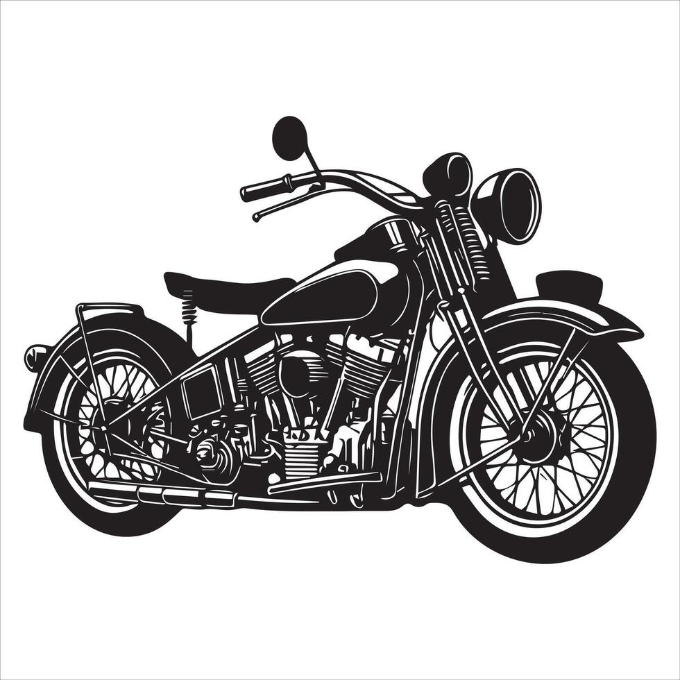 Classic Motorcycle Silhouettes Heritage Bike Silhouette Monochrome Motorcycle Artwork vector