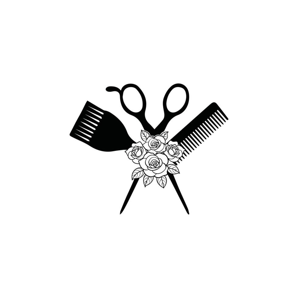 Trendy Black and White Hair Stylist Art vector