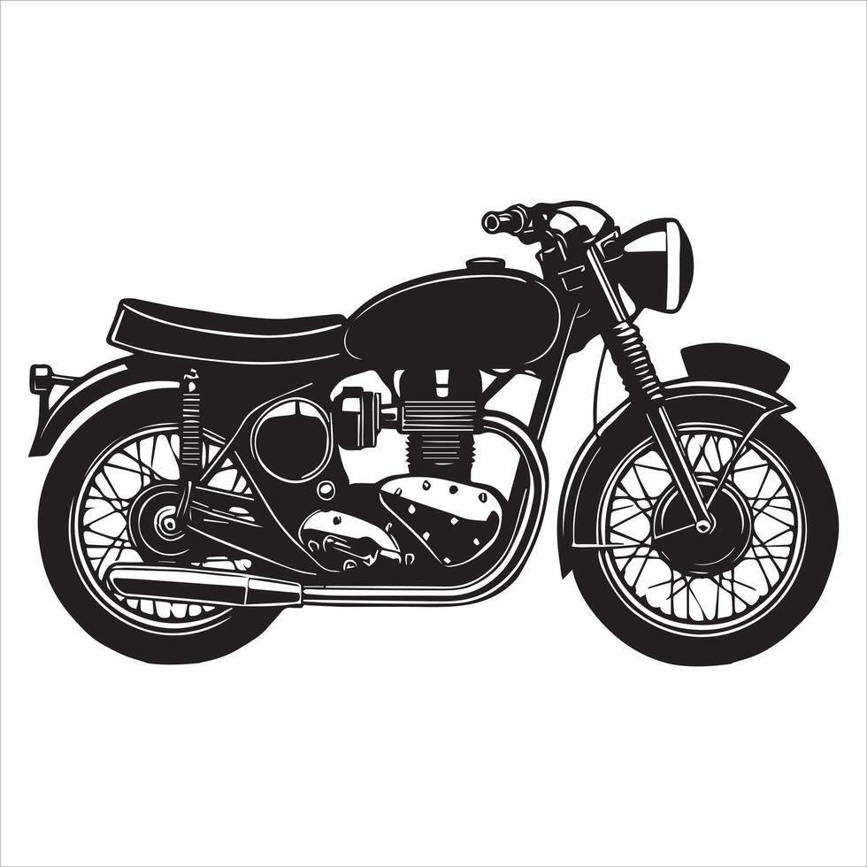 Traditional Motorcycle Silhouette Black and White Design vector