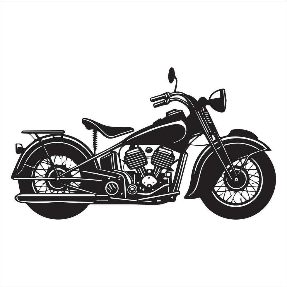 Retro Motorbike Silhouette Monochrome Illustration vector