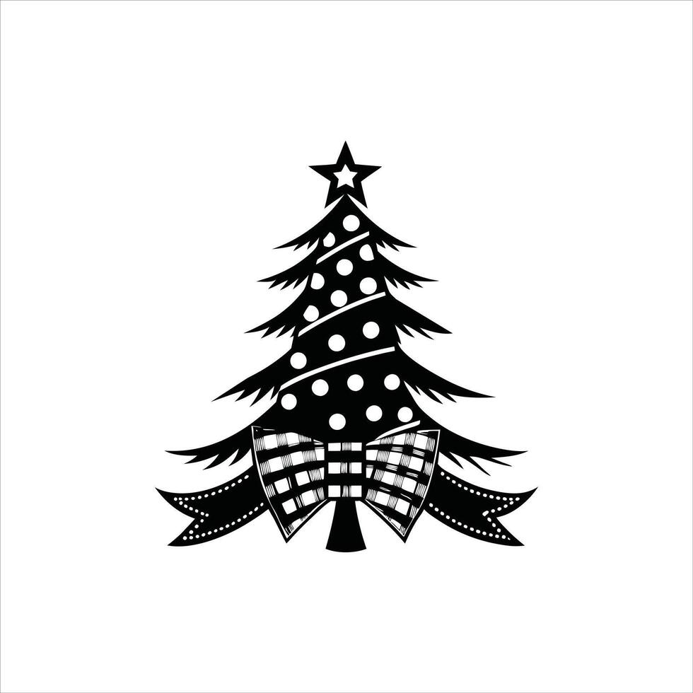Black and White Tree Drawing for Holiday Decor vector
