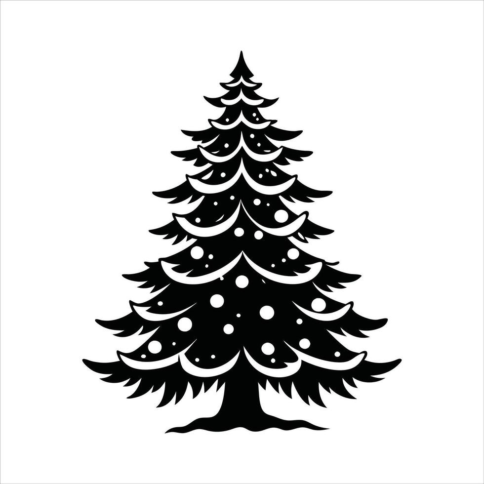 Christmas Tree Illustration - Monochrome Light Clipart vector