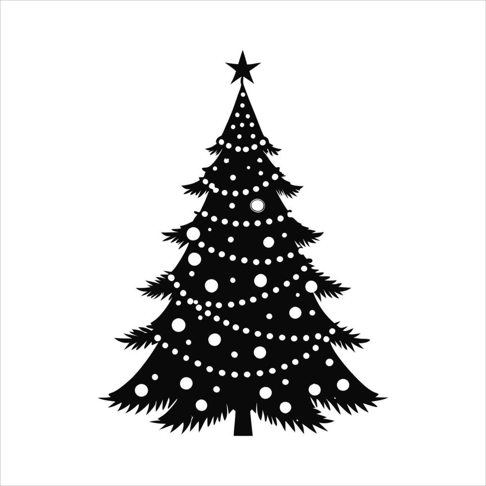 Decorative Christmas Tree Art - Black and White Lights Illustration vector