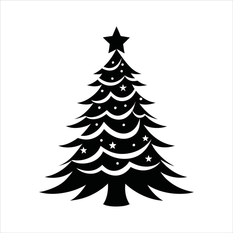 Classic Black and White Christmas Tree Art vector
