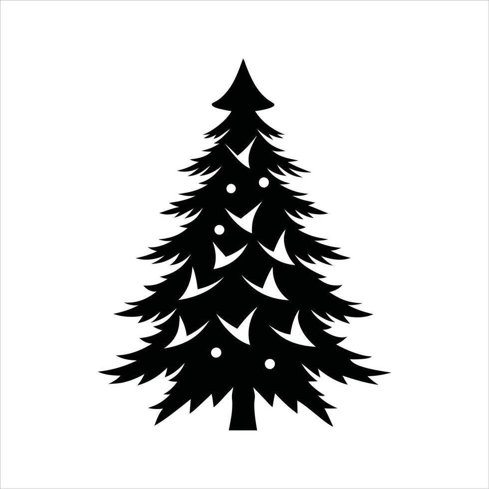 Black and White Christmas Tree Artwork with Lights vector