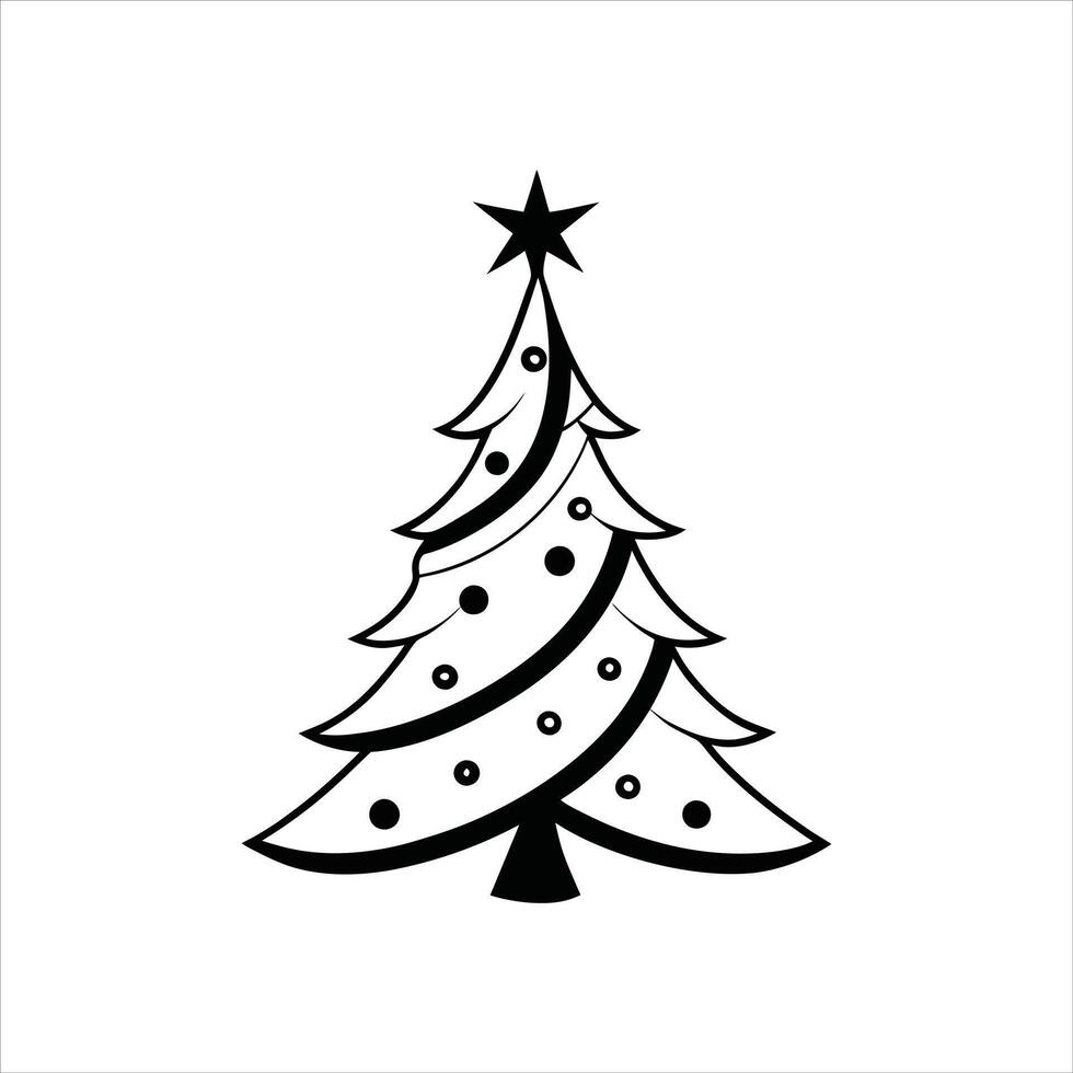 Charming Holiday Tree Sketch - Monochrome Lights Clipart vector