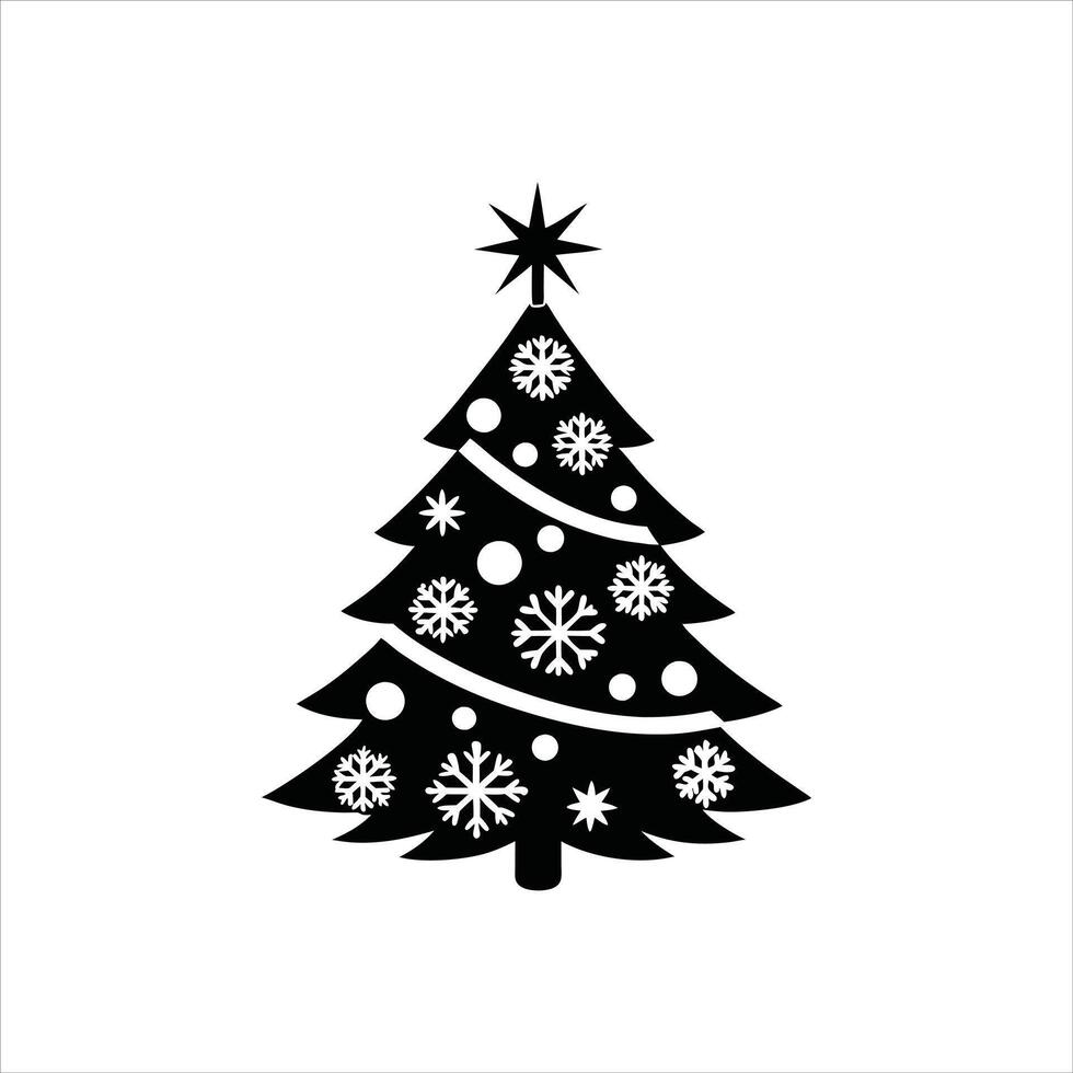 Beautiful Christmas Tree Art in Black and White vector