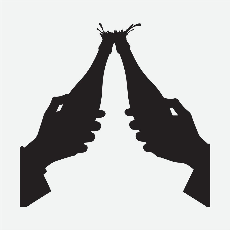 Raise Your Hands Cheers Silhouette vector