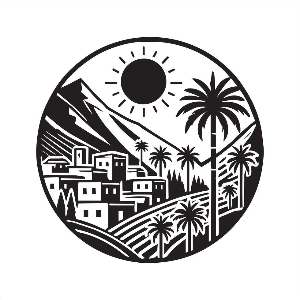 Geometric mountain Outline illustration in black and white vector