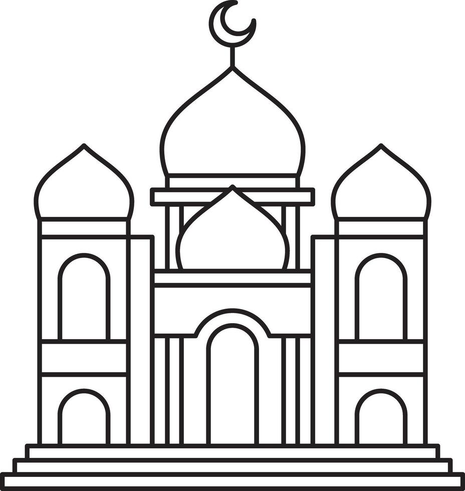 Mosque Building in Outline Style vector