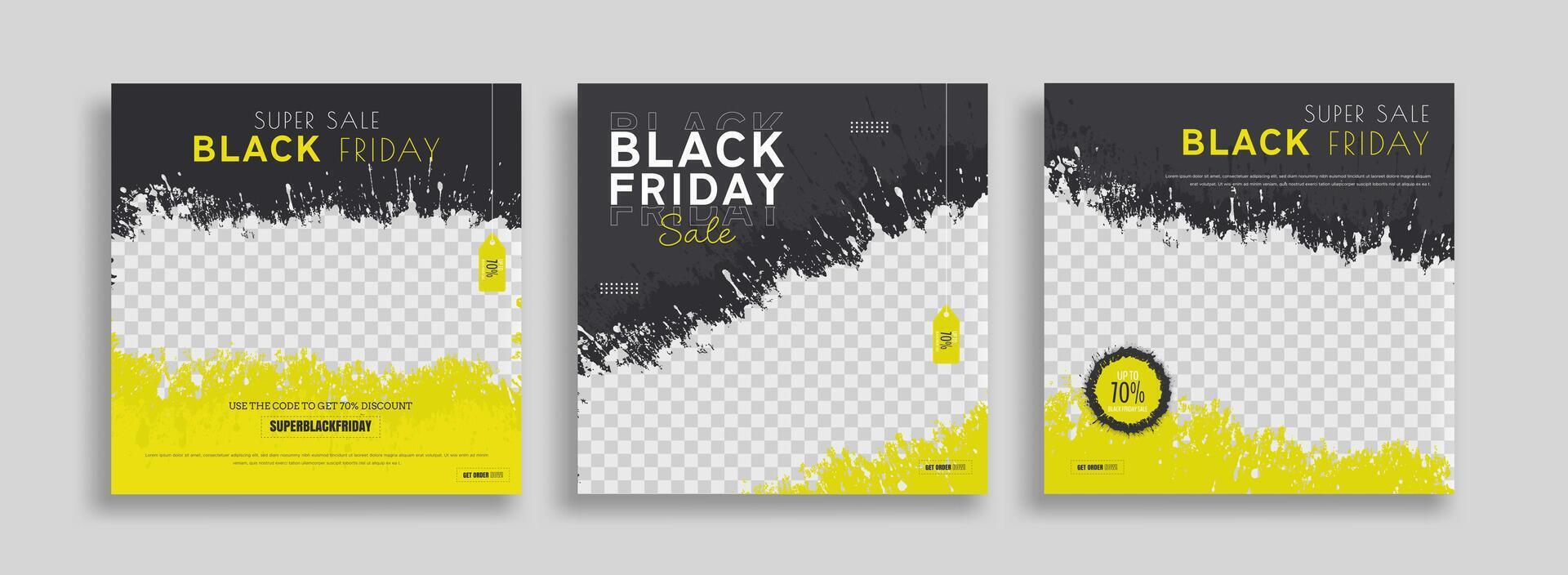 Black friday sale banner template set vector