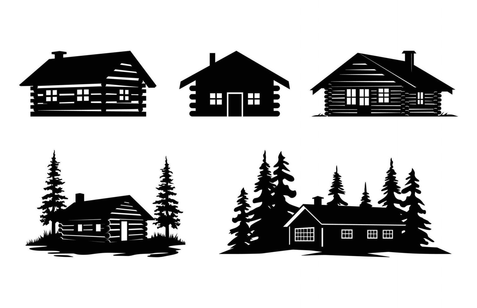 Log Cabin Silhouette Bundle vector