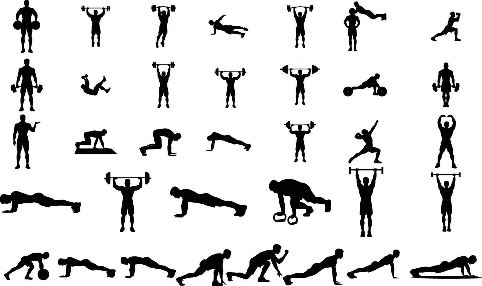 fitness silhouette males vector
