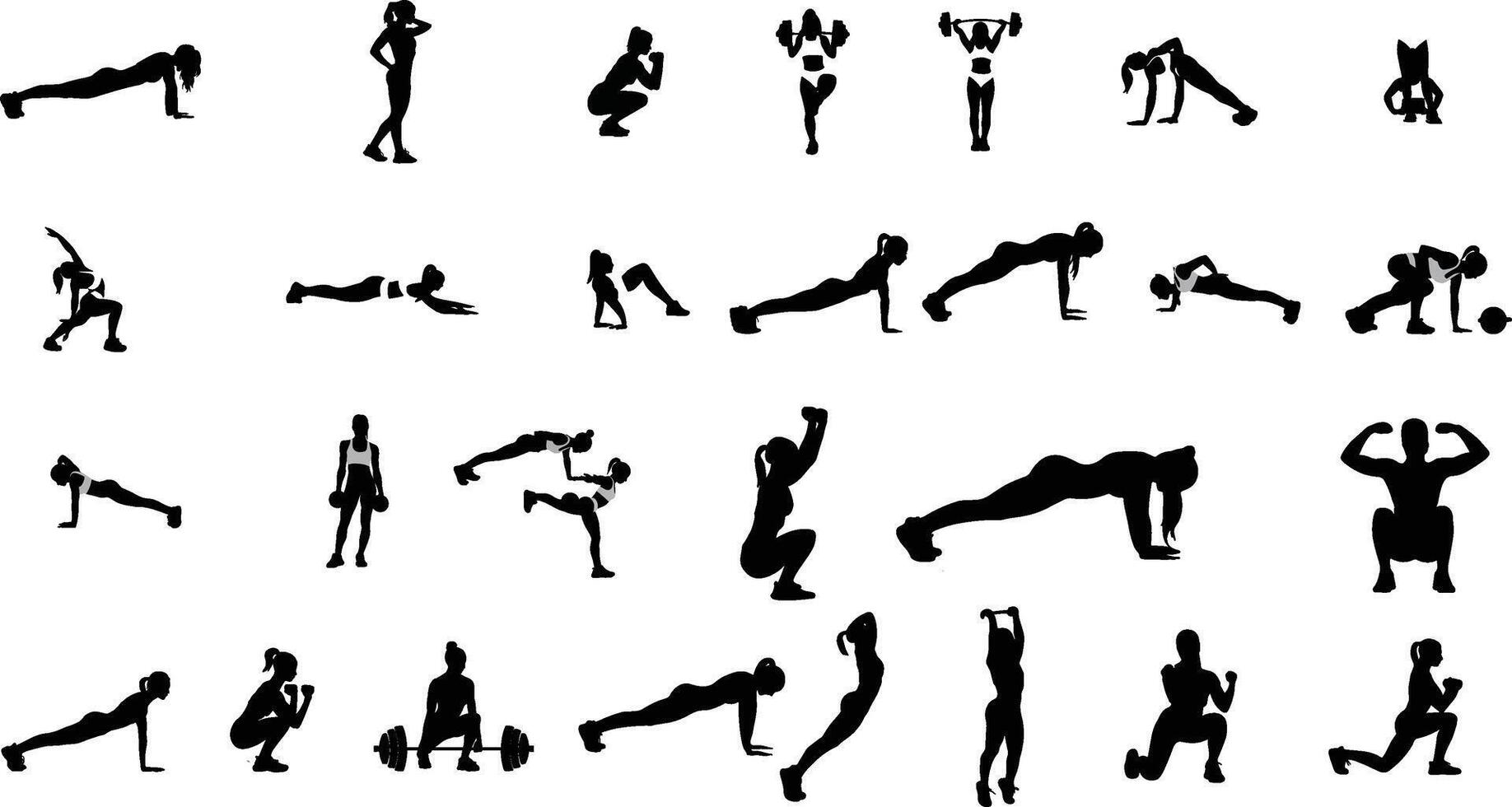 fitness silhouette females vector