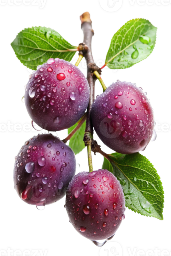 Vibrant Plums Hanging on a Branch png