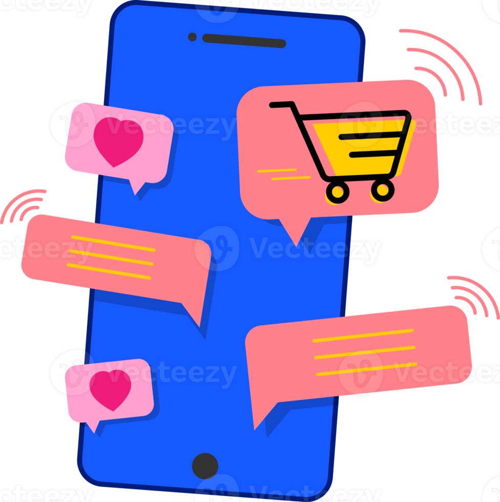Online shopping wish list with phone design concept. png