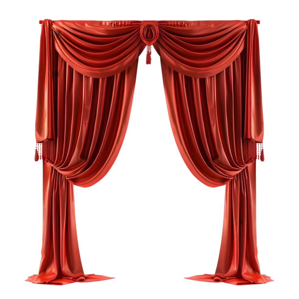 Classic Red Velvet Curtain Isolated on Transparent Background for Graphic Use png