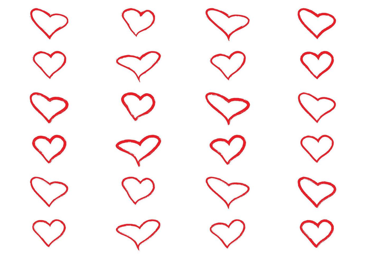 Hand-Drawn Red Heart Outlines A Collection of Romantic and Playful Heart Shapes for Creative Projects vector