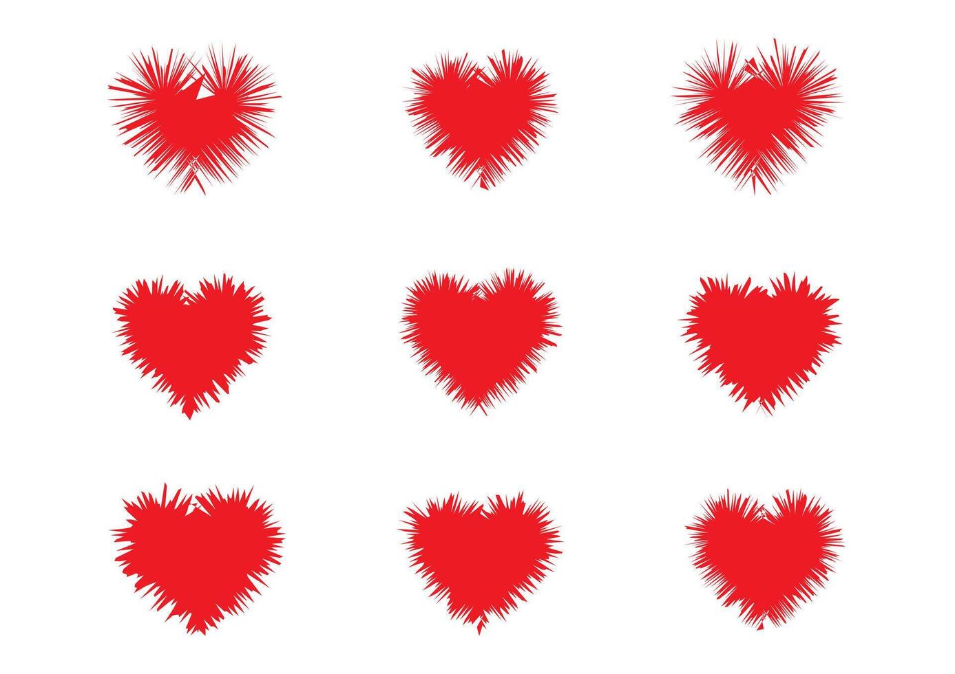 Heart Shapes with Expressive Brushstroke Patterns Perfect for Love, Christmas, Art, and Valentine Projects vector