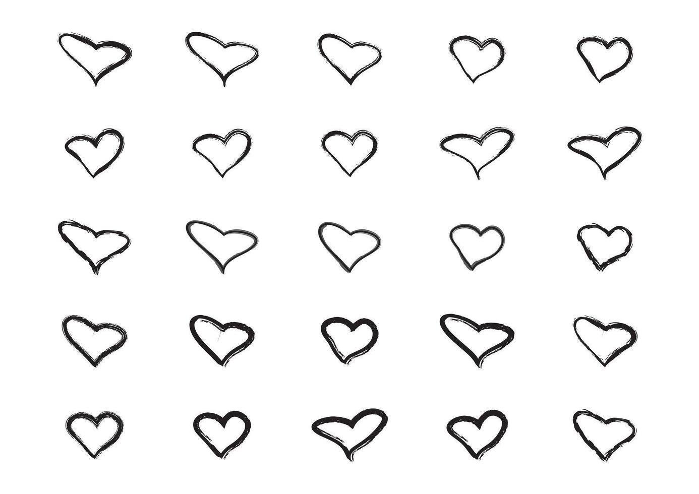 Abstract Black Hearts with Raw, Sketchy Edges Perfect for Love, Christmas, Art, and Valentine Projects vector