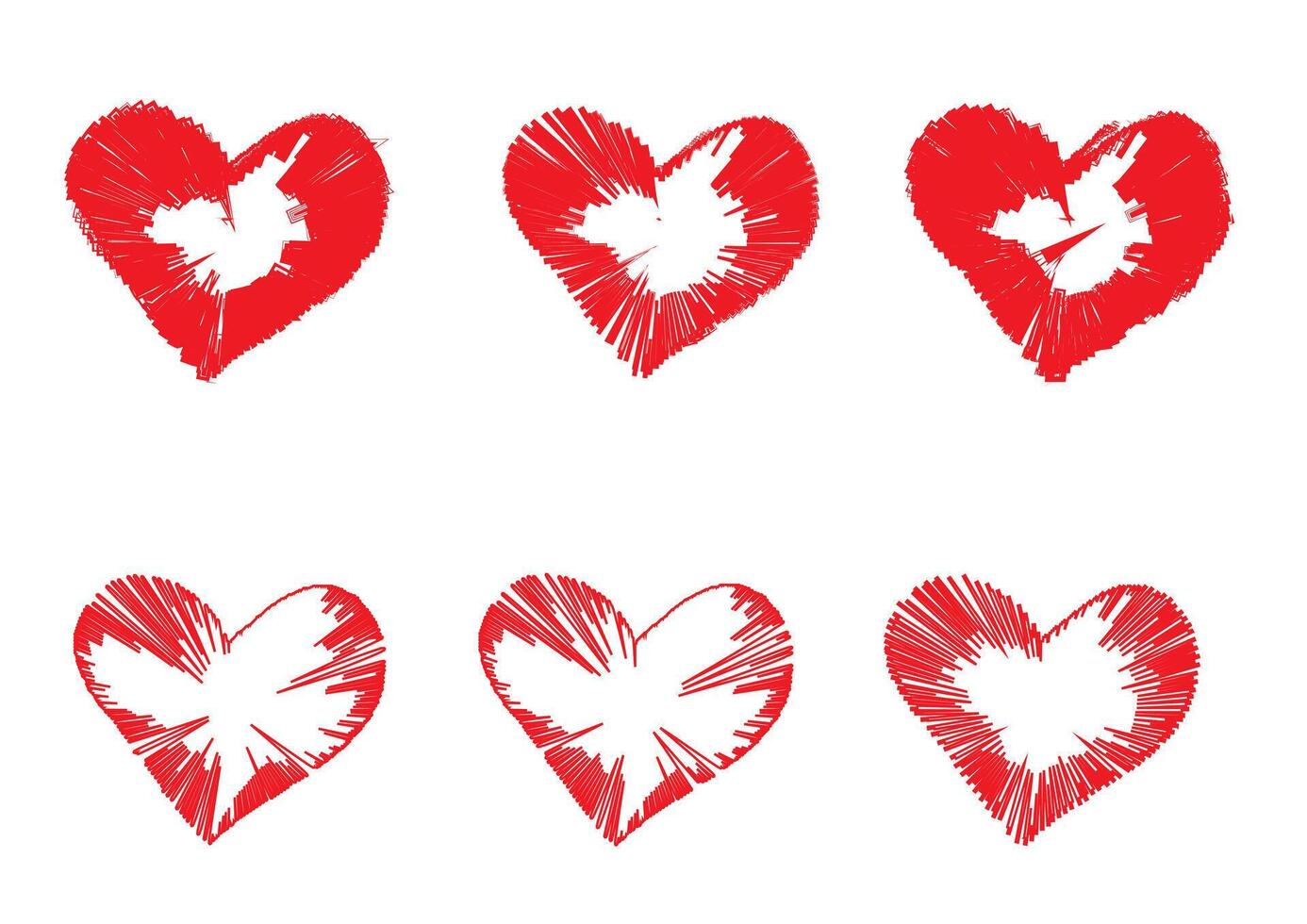 Red Hearts with an Abstract Artistic Twist For Christmas, Diwali, Valentine's, Eid, and Other Festivals vector